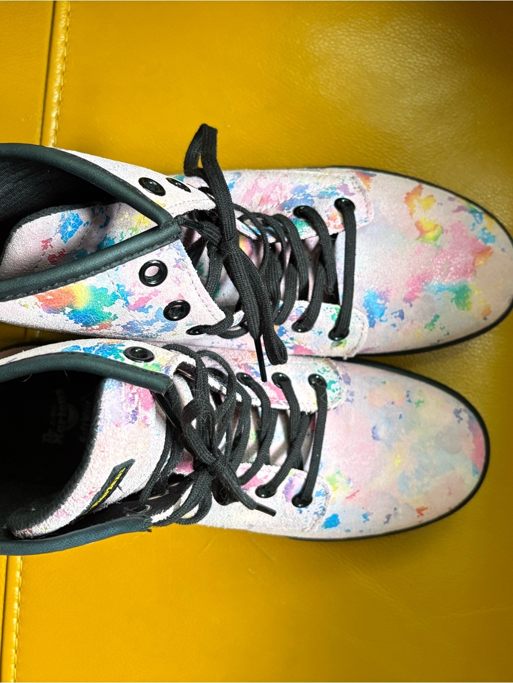Dr. Martens Pink Multi-Color Paint-Splatter Lace-Up Boots - Picture 5 of 7